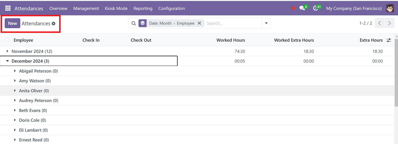 Odoo 18 Attendance