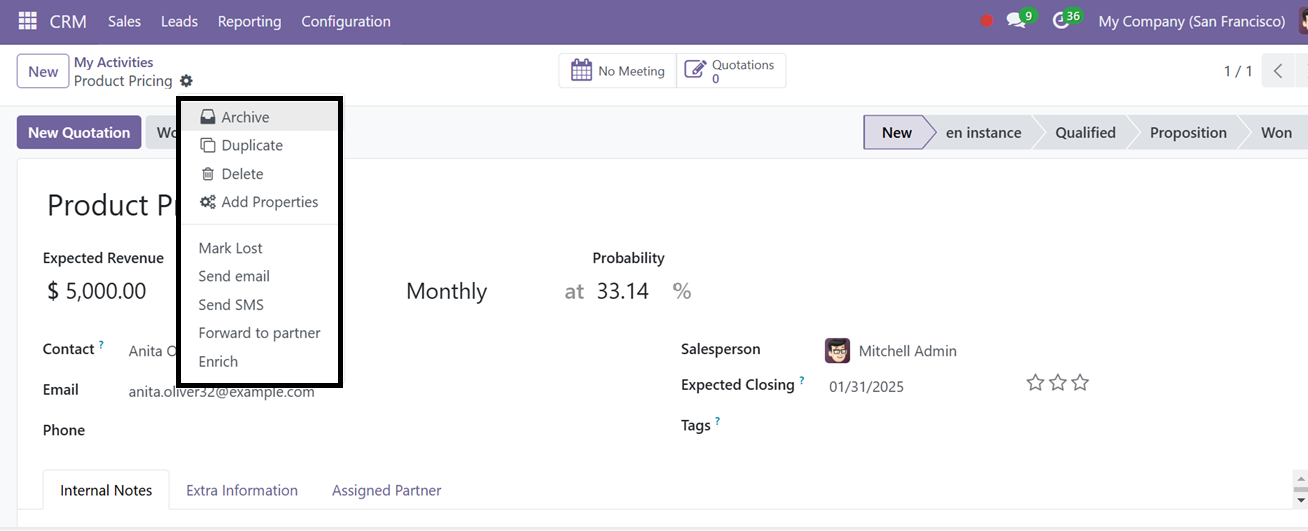Odoo 18 crm