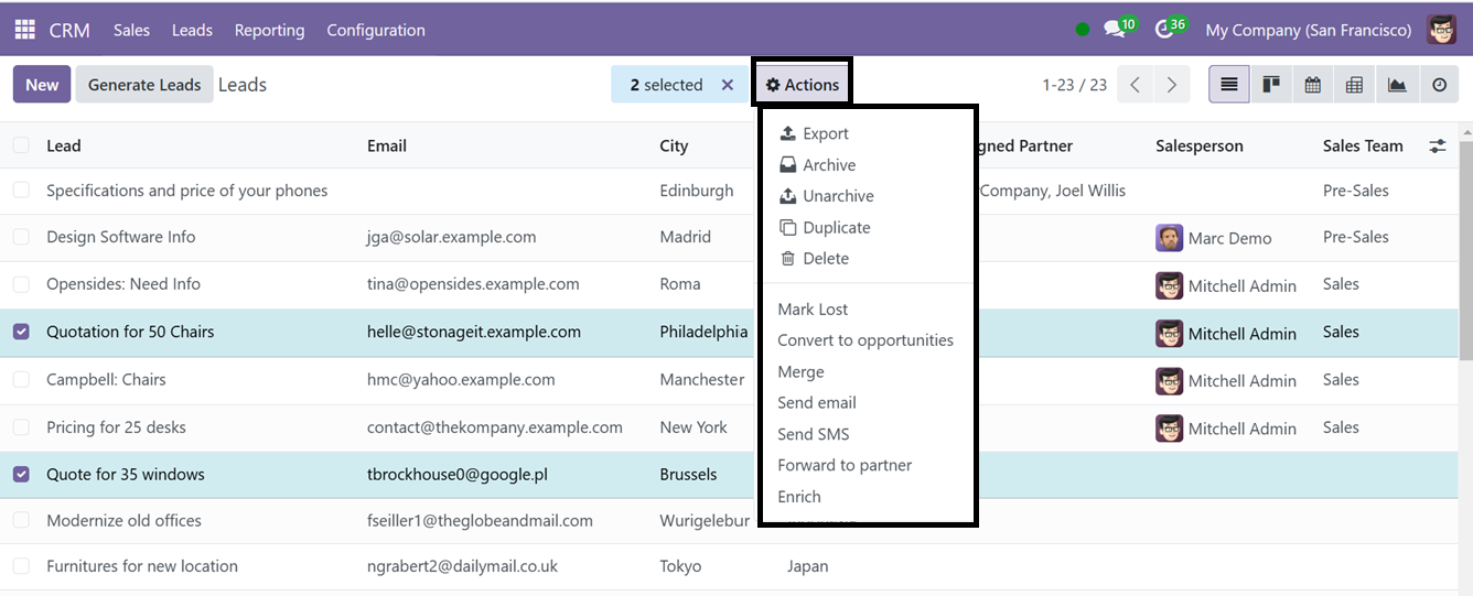 Odoo 18 crm