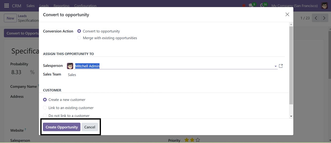 Odoo 18 crm