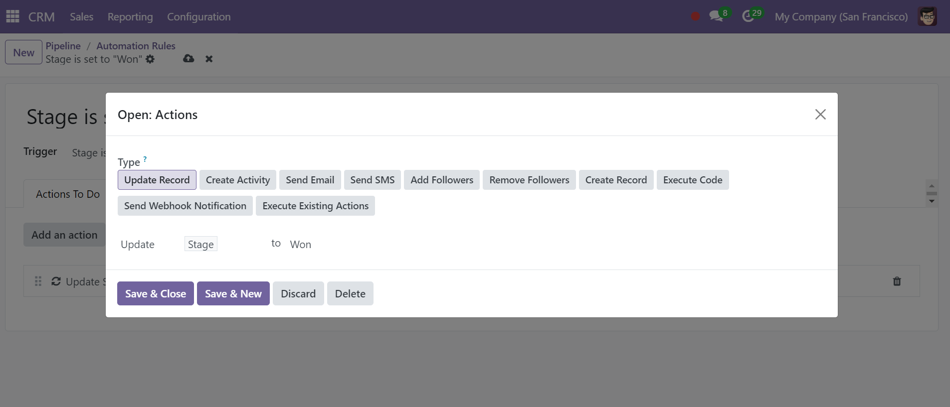 Odoo 18 crm