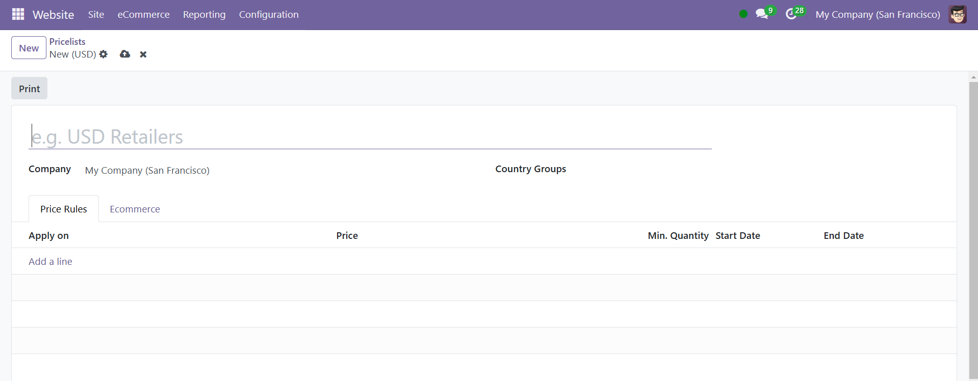 Odoo 18 E-COMMERCE
