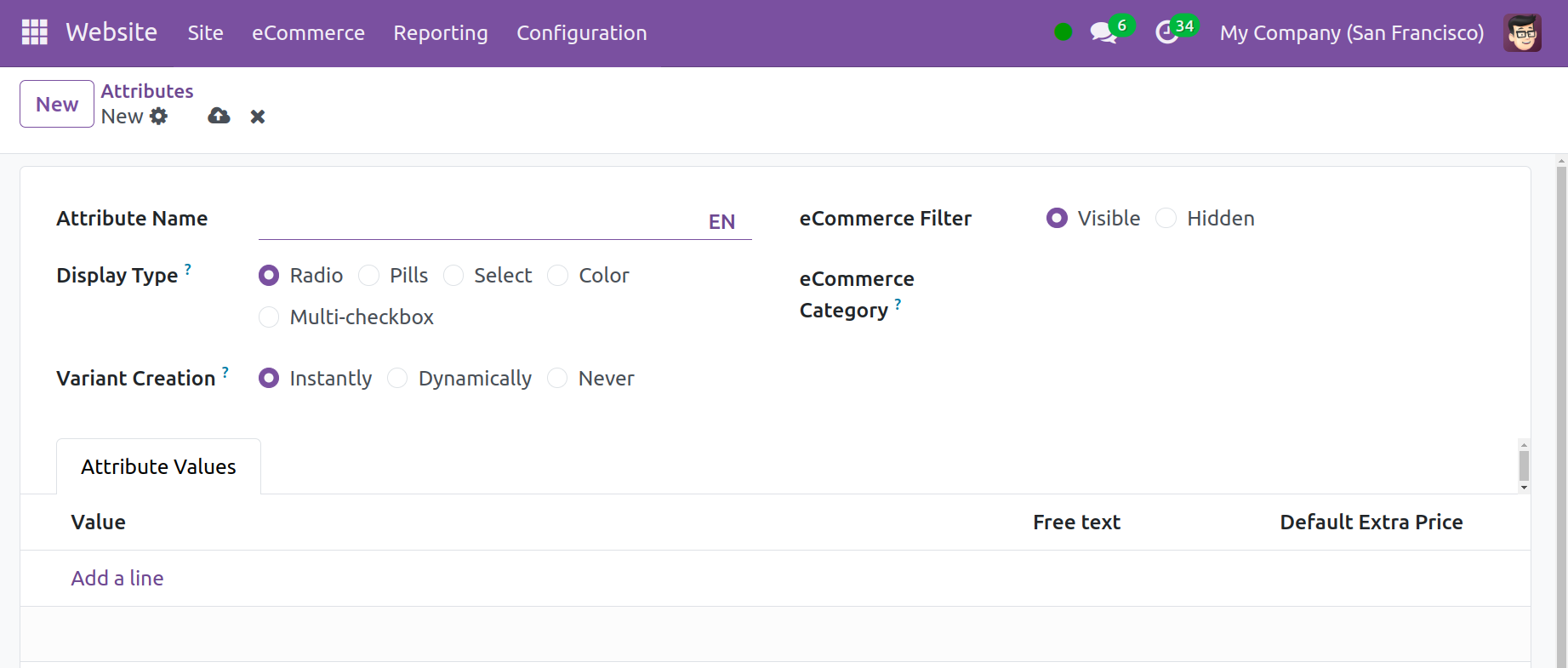 Odoo 18 E-COMMERCE