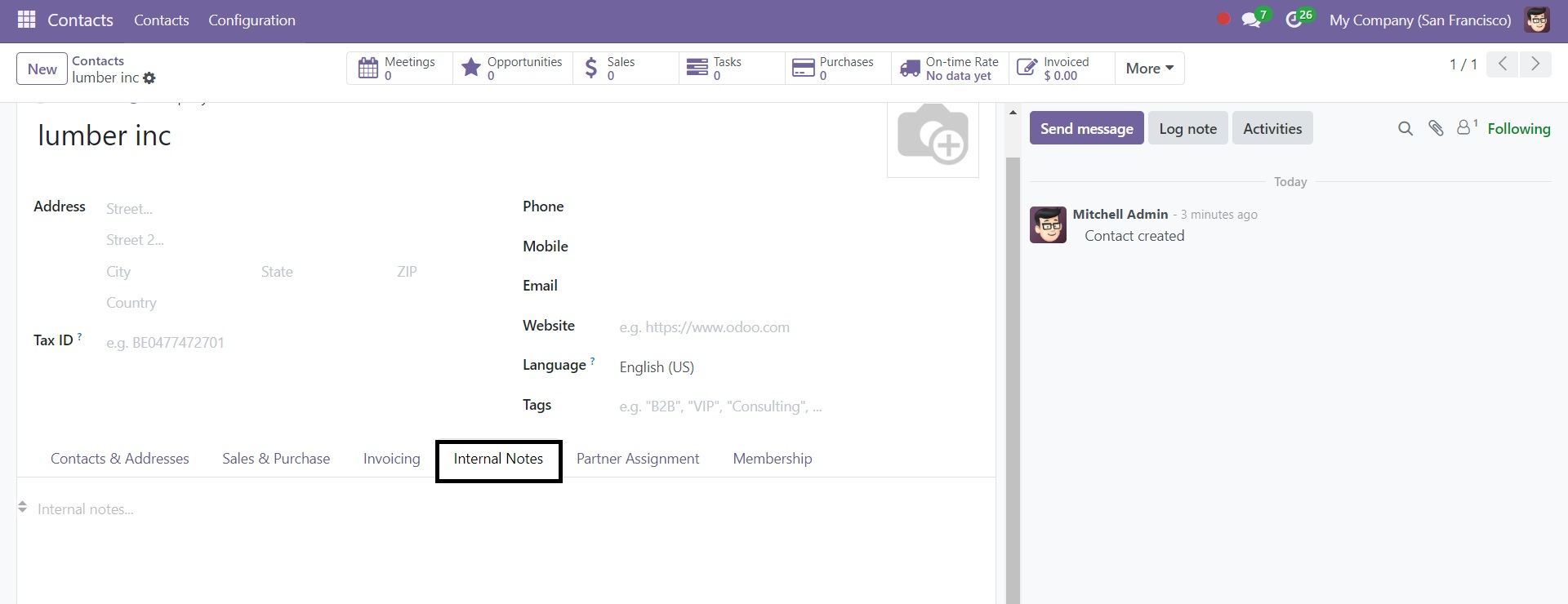 Odoo 18 Contact