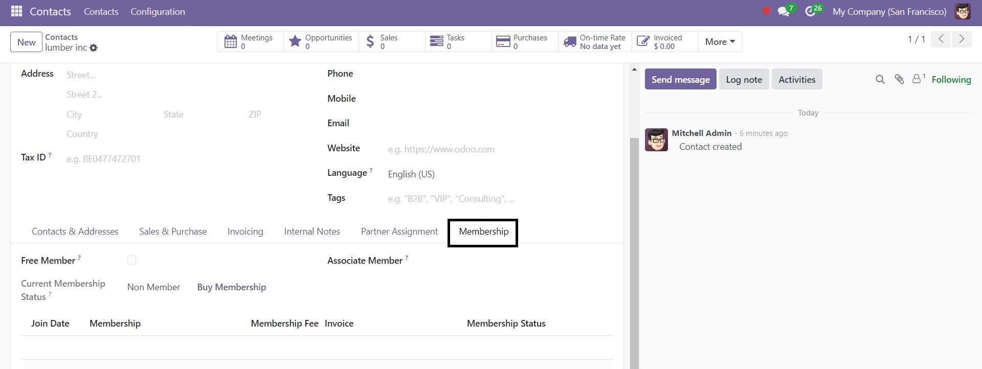 Odoo 18 Contact