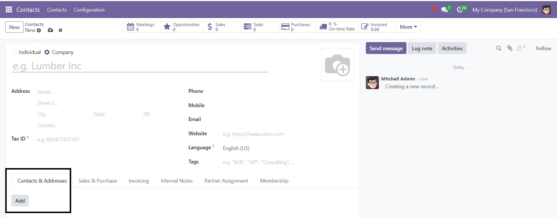 Odoo 18 Contact