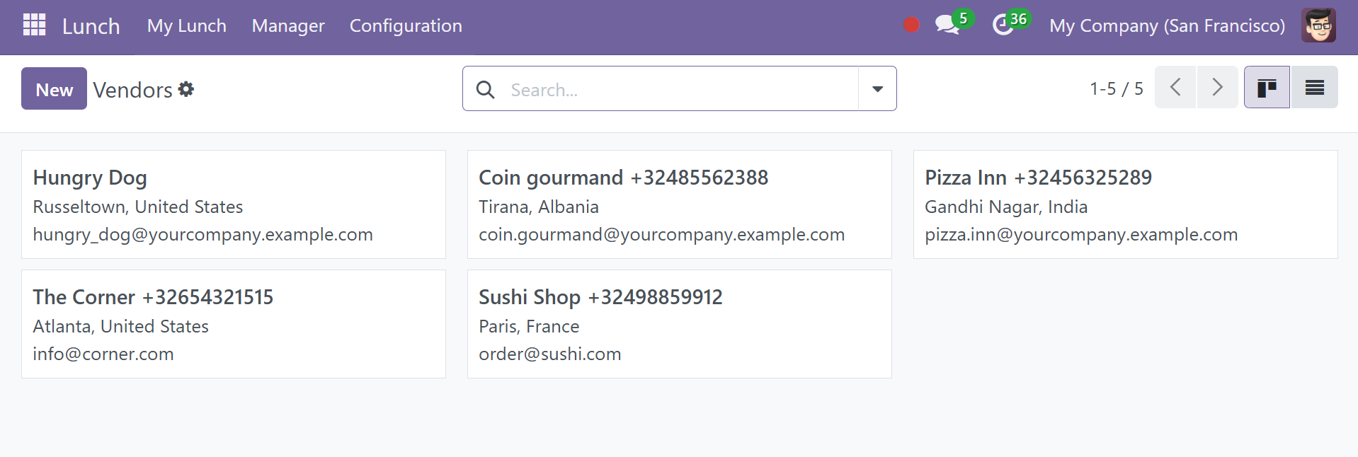 Odoo 18 lunch