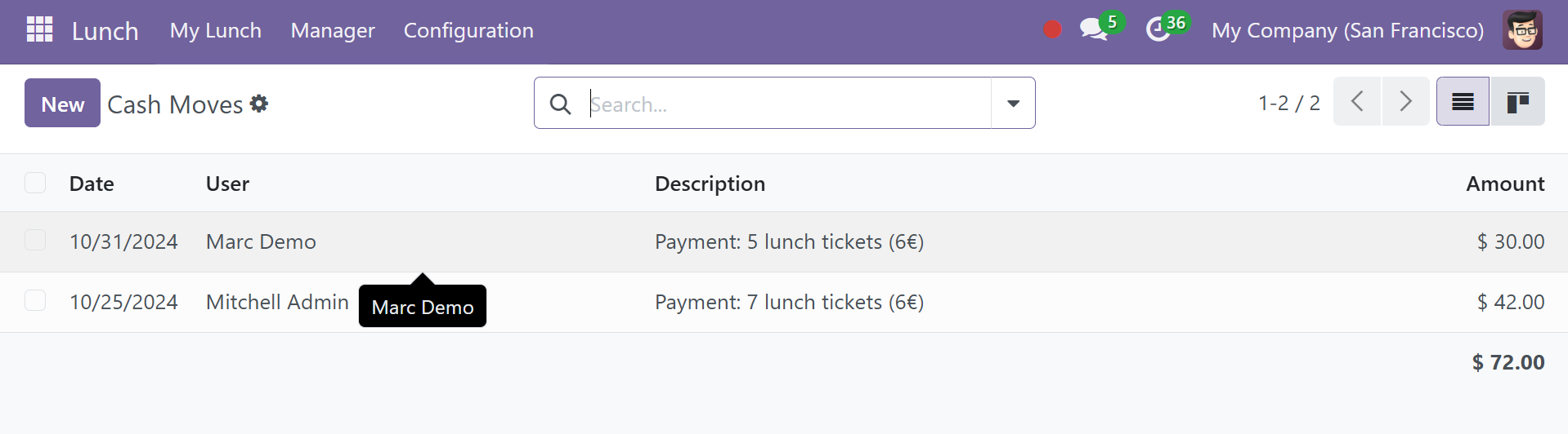 Odoo 18 lunch