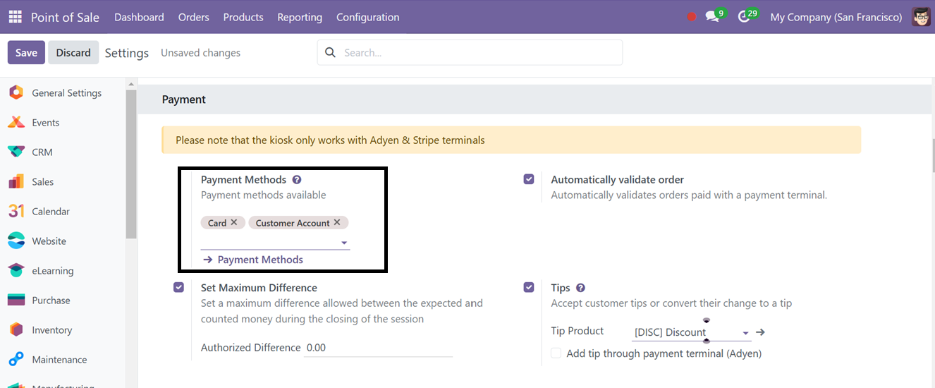 Odoo 18 point of sale and restaurant