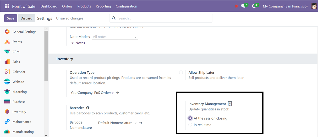 Odoo 18 point of sale and restaurant
