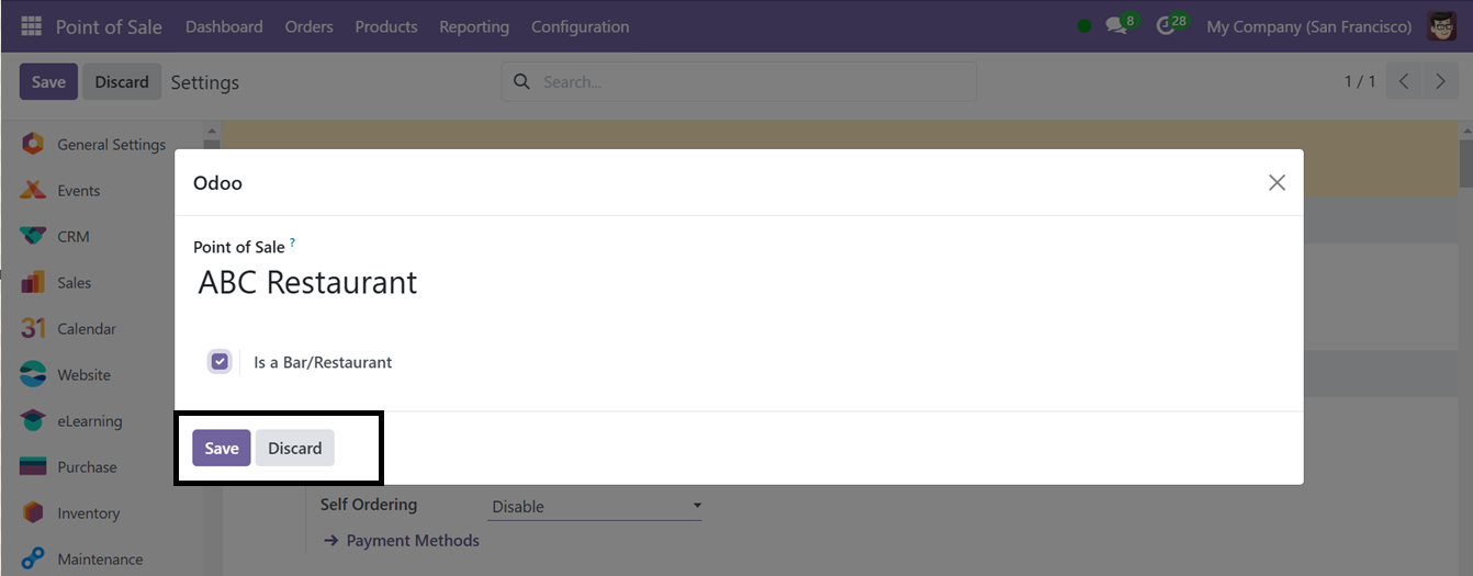 Odoo 18 point of sale and restaurant
