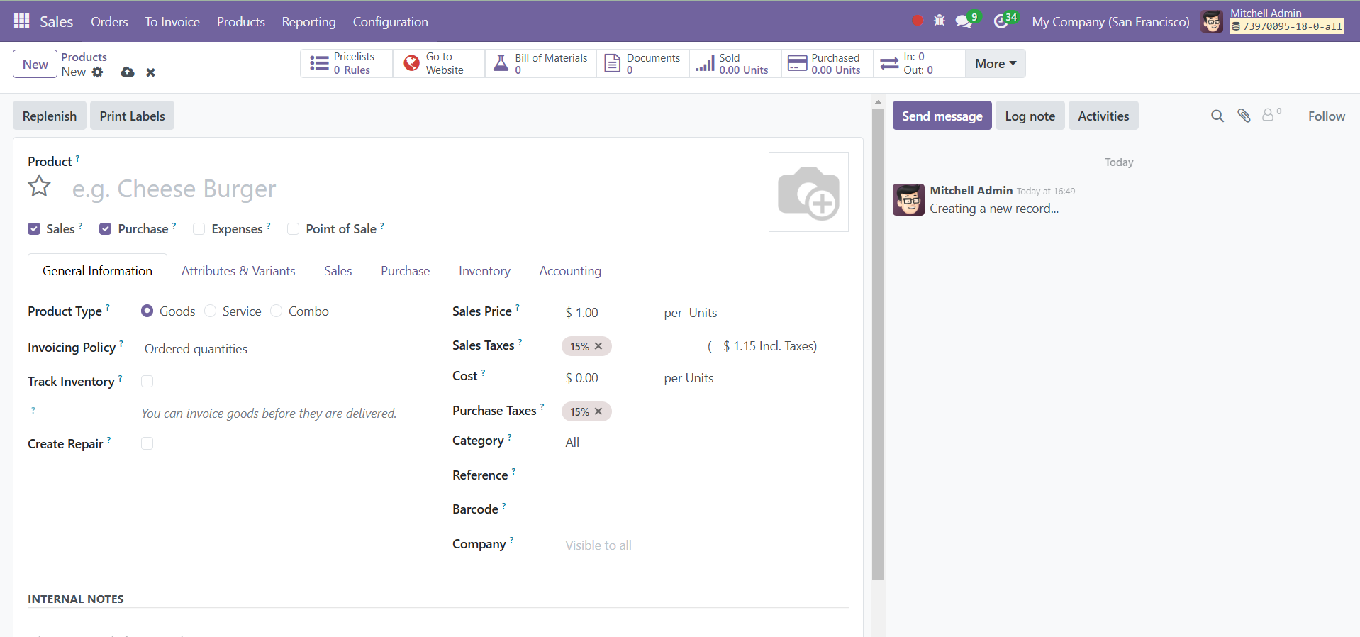Odoo 18 sales