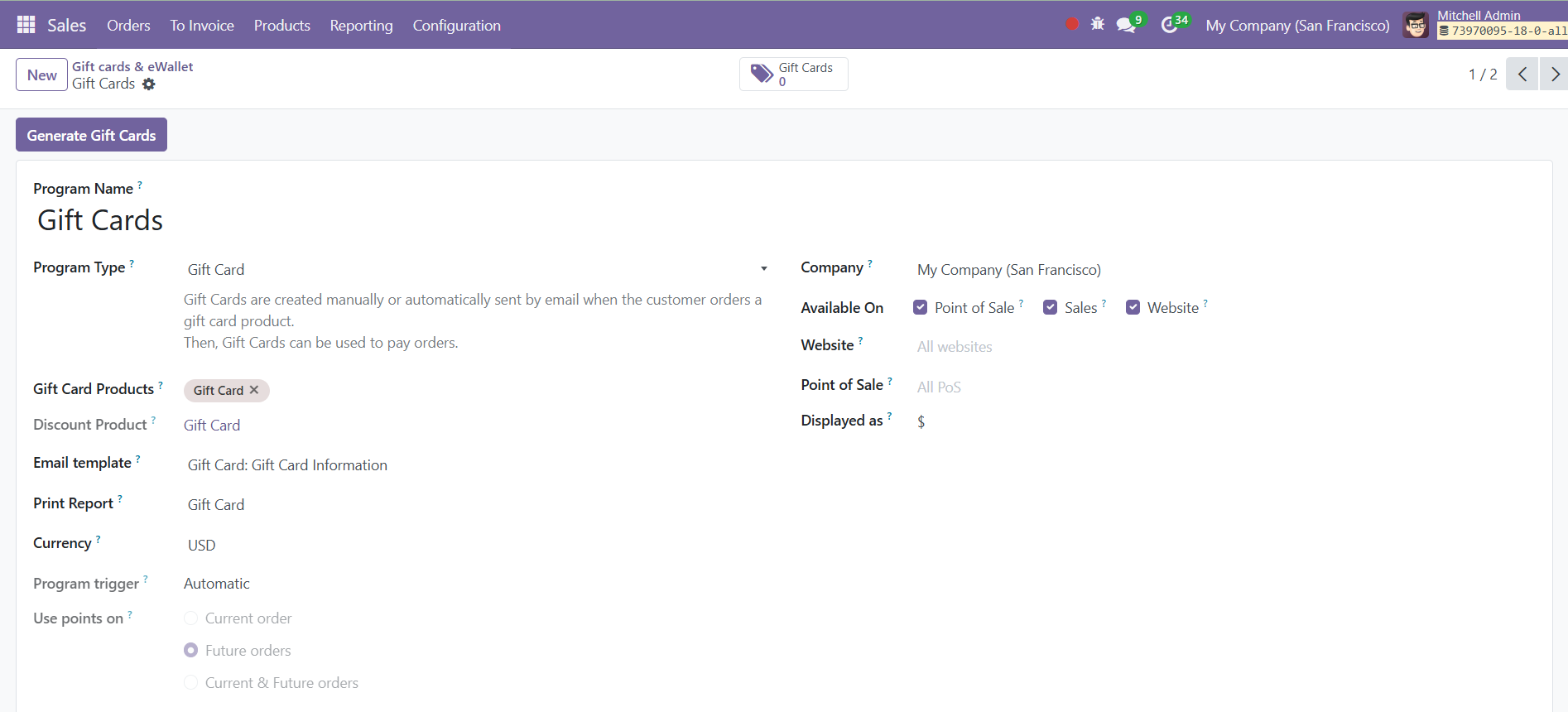 Odoo 18 sales