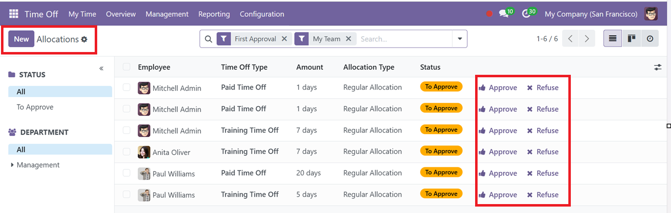 Odoo 18 time-off